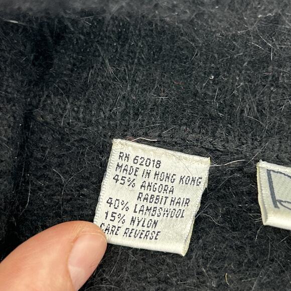 Vintage Rafaella Angora Cardigan Womens Size L Floral Graphic Black Vibrant 80s - Picture 6 of 10